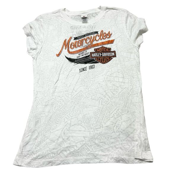 Harley Davidson Viking Land white heather tee. size L - Picture 1 of 4